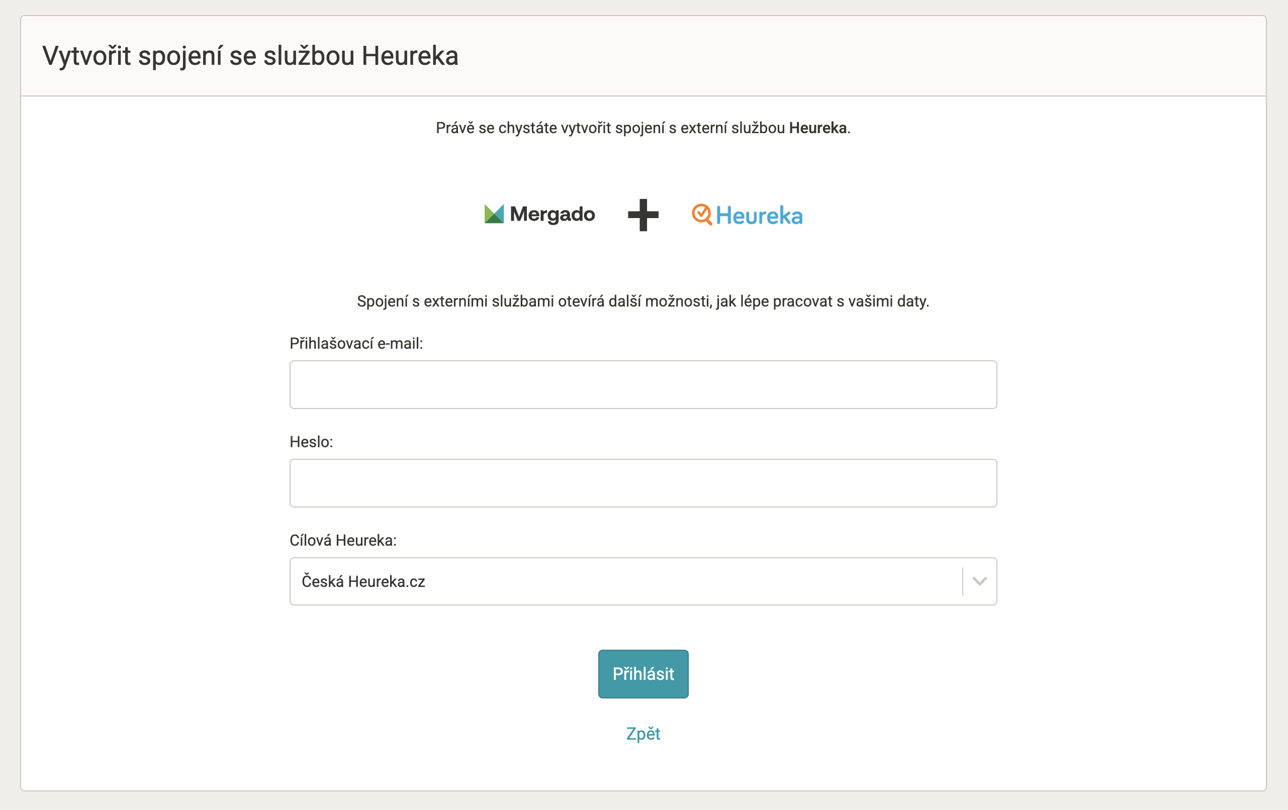 Die Verbindung mit Heureka verwalten Sie direkt in Mergado.