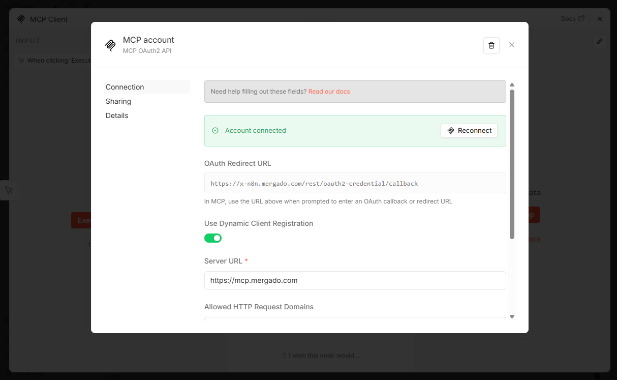 Připojený účet – Account connected