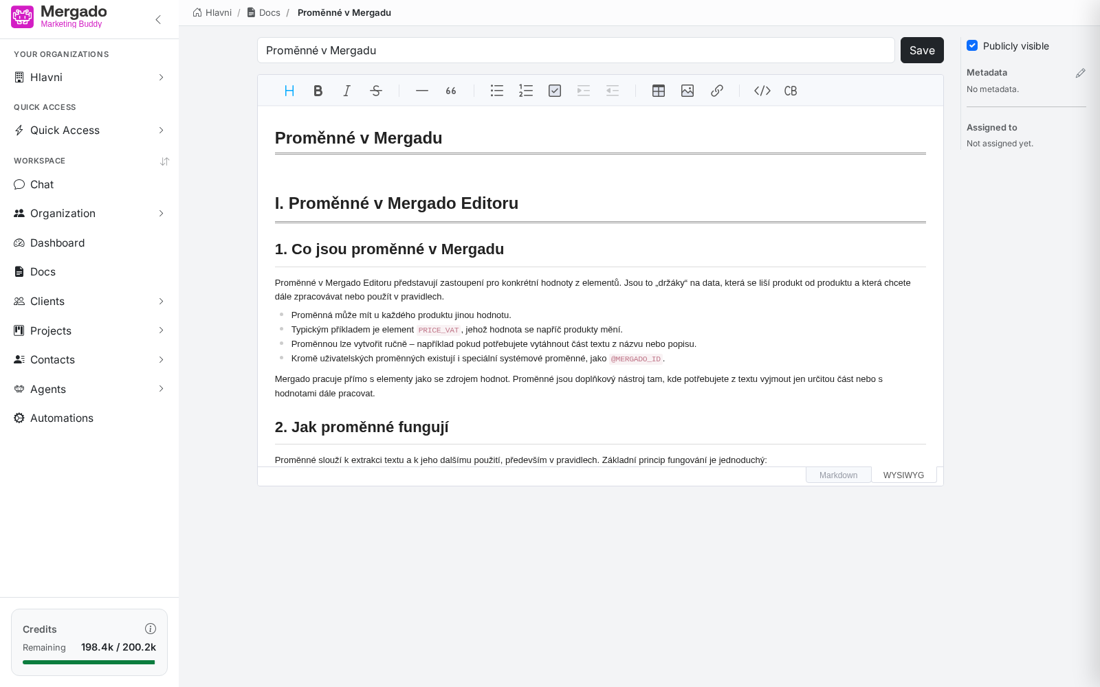 Editace dokumentu