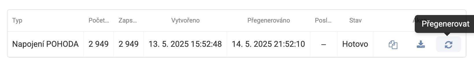 XML si môžete ručne pregenerovať, čím zároveň dôjde k zaslaniu na nastavený mServer