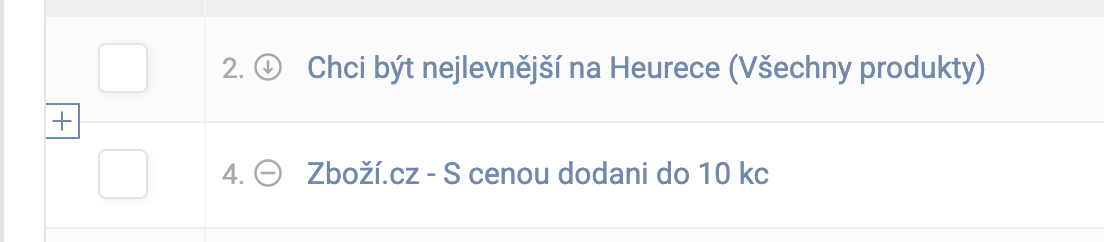 Tlačidlo na pridanie pravidla na 3. pozíciu.